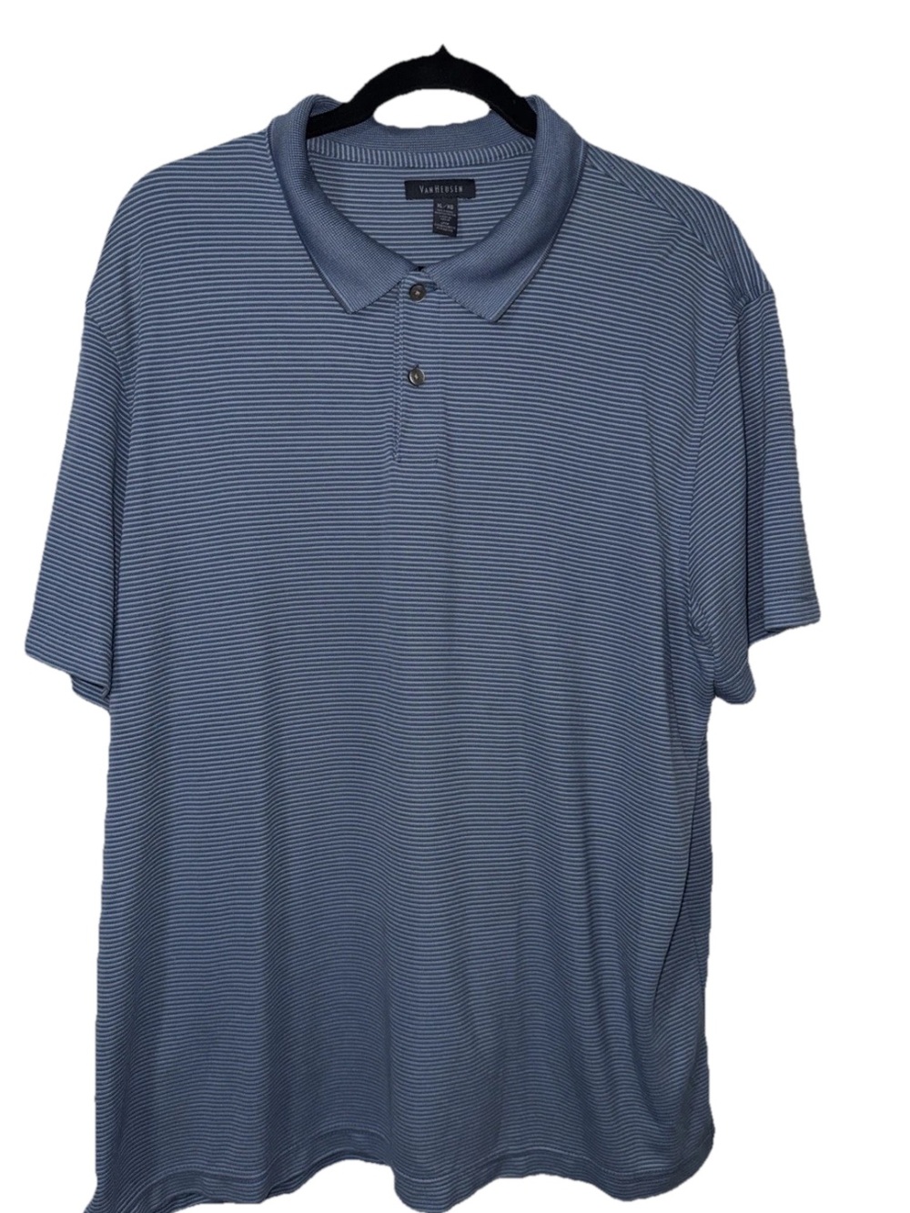 Van Heusen Men's Light Blue Micro-Striped Polo